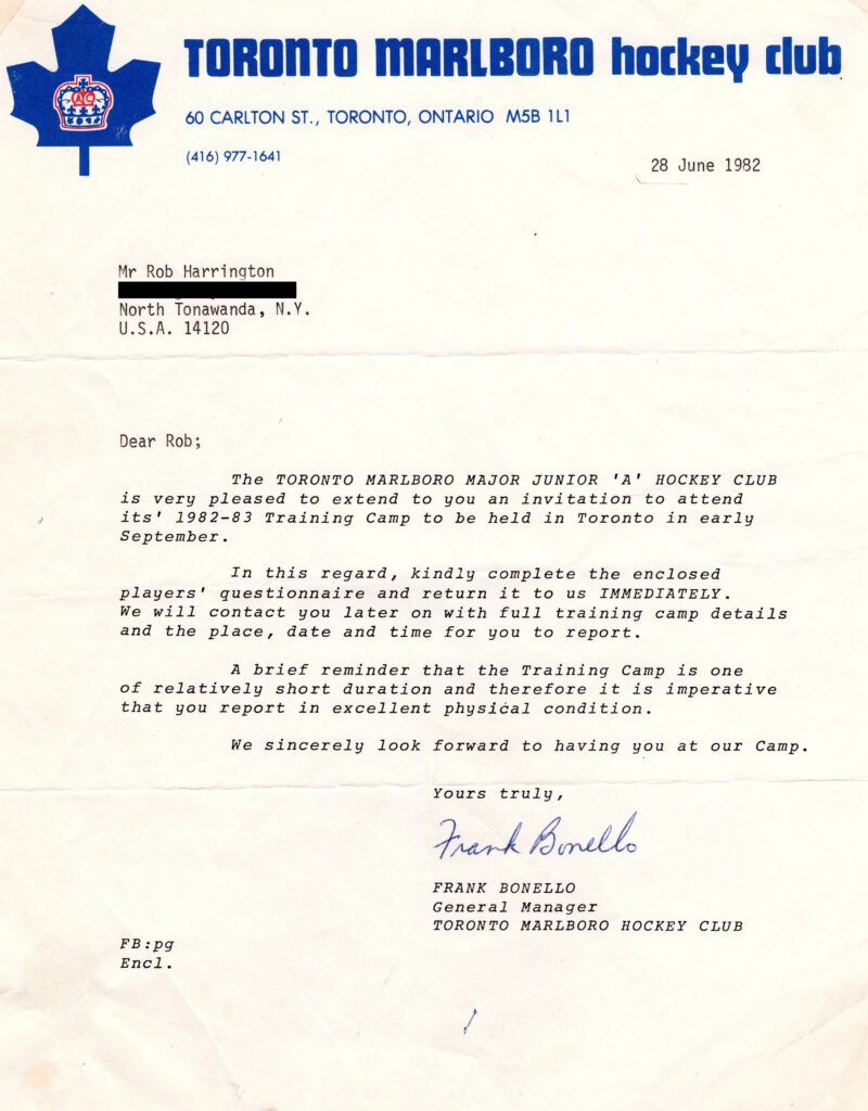 Toronto Marlboro Camp Invite1982-1983